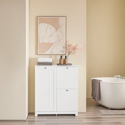 SoBuy BZR213-W Meuble Salle de Bain avec 3 Paniers à Linge – 2 Paniers Amovibles, Tri du Linge, Gain de Place, 78×38×90 cm, Blanc