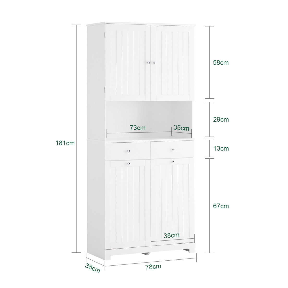 SoBuy BZR215-W Colonne Salle de Bain 2 Paniers à Linge Intégrés – Meuble Gain de Place 181 cm Blanc
