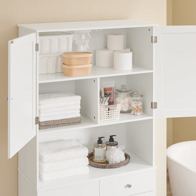 SoBuy BZR215-W Colonne Salle de Bain 2 Paniers à Linge Intégrés – Meuble Gain de Place 181 cm Blanc