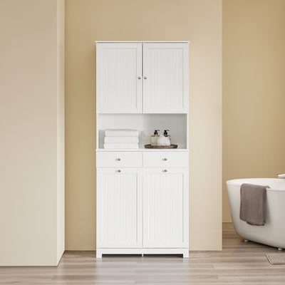 SoBuy BZR215-W Colonne Salle de Bain 2 Paniers à Linge Intégrés – Meuble Gain de Place 181 cm Blanc
