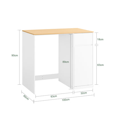 SoBuy BZR217-WN Meuble Salle de Bain avec Panier à Linge, Tiroir, pour Salle de Bain et WC, Rangement Optimisé, Usage Quotidien – L100×P60×H90 cm, Bois, Blanc