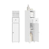 SoBuy BZR219-W Bathroom Cabinet 20 x 20 cm Narrow Toilet Cabinet with Roll Holder and Reversible Door, Compact Toilet Storage