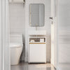 SoBuy BZR222-W Meuble Sous Lavabo Étroit – Découpe en U, 40 × 30 × 60 cm, Niche Ouverte, Blanc et Bois