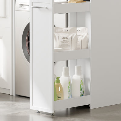 SoBuy BZR229-W Meuble Lave-Linge avec Porte et Tiroir Coulissant – Armoire de Buanderie Encastrable – 90×60×88 cm, Blanc