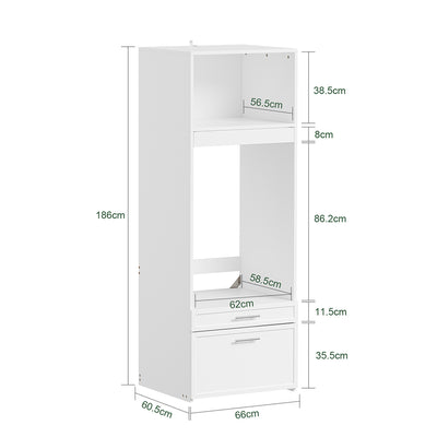 SoBuy BZR230-W Colonne de Buanderie 66 × 60,5 × 186 cm – 2 Tiroirs et Tringle Escamotable, Blanc