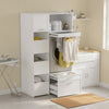 SoBuy BZR230-W Colonne de Buanderie 66 × 60,5 × 186 cm – 2 Tiroirs et Tringle Escamotable, Blanc