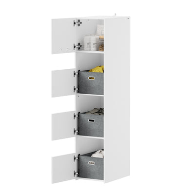 SoBuy BZR232-W Armoire de Rangement 4 Portes pour Buanderie – Compartiments Ouverts et Étagères – 60×40×186,4 cm, Blanc