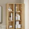 SoBuy BZR237-E-N Colonne de Salle de Bain Étroite avec Éclairage – Armoire Haute Effet Chêne Clair, 10 Étagères, pour Petit Espace – 50×30×180 cm, Charge 120 kg