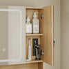 SoBuy BZR238-E-N Armoire Miroir Murale Salle de Bain avec Éclairage LED et Prises Intégrées – 2 Portes Miroir, Rangement Ouvert et 3 Étagères, Chêne Clair Scandinave – 60×17×70 cm, Charge 30 kg