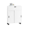 SoBuy BZR31-W Armoire de Salle de Bain Étroit avec roulettes – Meuble de Salle de Bain avec Portes Coulissantes – Polyvalente