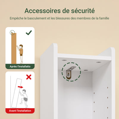 SoBuy BZR34-K-W Colonne Salle de Bain Ultra-Étroite 20×20×145 cm – 7 Niveaux, Porte et Tiroir, Blanc