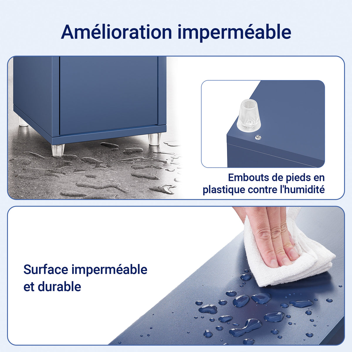 SoBuy BZR34-II-B Colonne Bleue Design – Meuble WC Ultra-Fin 20 cm, Décoratif, 180 cm