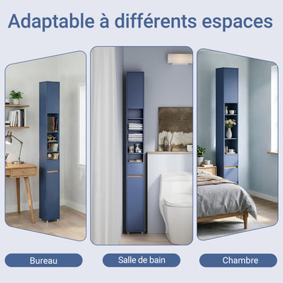 SoBuy BZR34-II-B Colonne Bleue Design – Meuble WC Ultra-Fin 20 cm, Décoratif, 180 cm