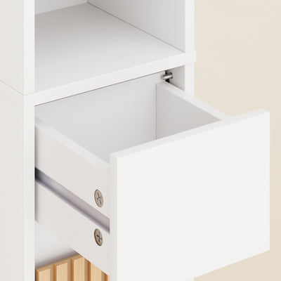 SoBuy BZR34-BW Colonne Bambou Style Naturel – Meuble WC Étroit 20 cm, Ventilé, Blanc