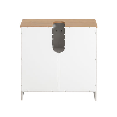 SoBuy BZR40-W Meuble Sous-Lavabo Meuble Sous-Vasque à 2 étages et 2 Portes Meuble de Rangement de Salle de Bain