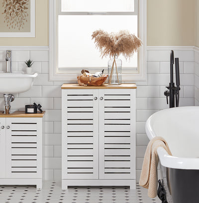 SoBuy BZR41-W Meuble Salle de Bain avec Étagères Réglables, Format Compact, Gain de Place, Usage Polyvalent, Rangement Optimisé – L60×P30×H82 cm, MDF, Blanc