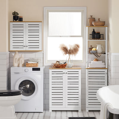 SoBuy BZR41-W Meuble Salle de Bain avec Étagères Réglables, Format Compact, Gain de Place, Usage Polyvalent, Rangement Optimisé – L60×P30×H82 cm, MDF, Blanc