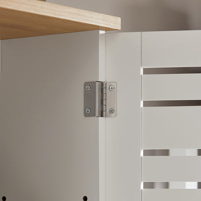 SoBuy BZR42-W Armoire Murale Salle de Bain avec Portes Persiennes et Étagères Réglables – 60×56×19 cm – Blanc
