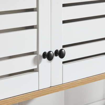 SoBuy BZR42-W Armoire Murale Salle de Bain avec Portes Persiennes et Étagères Réglables – 60×56×19 cm – Blanc