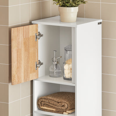 SoBuy BZR74-W Colonne Salle de Bain Style Naturel avec Panier à Linge – Blanc Bois, 170 cm