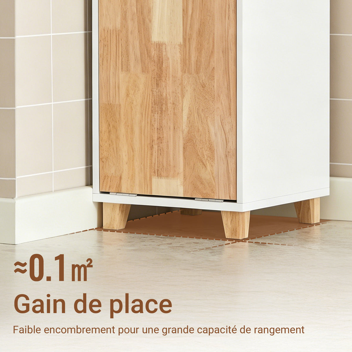 SoBuy BZR74-W Colonne Salle de Bain Style Naturel avec Panier à Linge – Blanc Bois, 170 cm