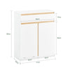 SoBuy BZR79-W Meuble de Salle de Bain avec Panier à Linge Intégré, Tiroir et Double Porte – Blanc et Bois