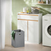 SoBuy BZR79-W Meuble de Salle de Bain avec Panier à Linge Intégré, Tiroir et Double Porte – Blanc et Bois