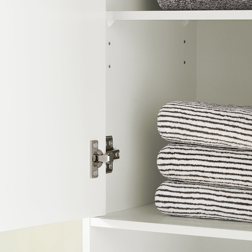 SoBuy BZR80-W Colonne de Salle de Bain 170 cm – Tiroir, Portes et Étagère Ouverte – Blanc