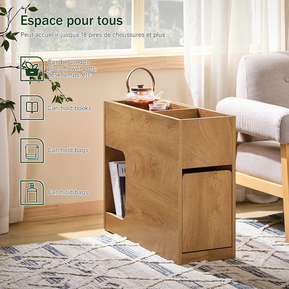 SoBuy FBT158-N Table de Chevet avec Plateau Amovible et Tiroir, Gain de Place, pour Salon et Chambre, Rangement Optimisé, Compact – L25×P70×H55 cm, Naturel