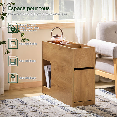 SoBuy FBT158-N Table de Chevet avec Plateau Amovible et Tiroir, Gain de Place, pour Salon et Chambre, Rangement Optimisé, Compact – L25×P70×H55 cm, Naturel