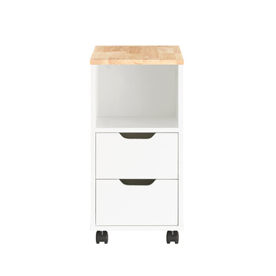 SoBuy FBT130-WN Bout de Canapé, Table d'appoint avec 2 Tiroirs, Compartiment Ouvert, Meuble de Rangement à roulettes, Chariot pour Salon, Bureau, Chambre, Blanc, L60xP30xH60cm