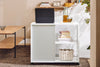 SoBuy FBT141-W Bout de Canapé, Table d'appoint Roulante, Table Basse, Table à Café avec 3 Tiroir, pour Salon, Bureau, Chambre