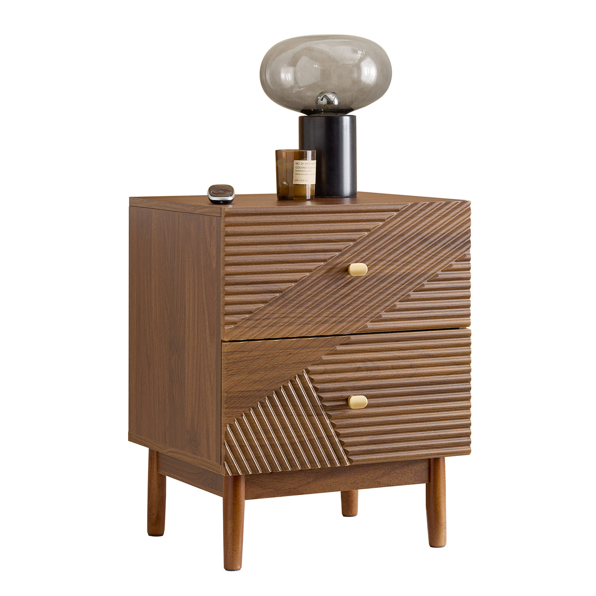 SoBuy FBT170-N Table de Chevet Vintage avec 2 Tiroirs, Table d'Appoint en Bois avec Pieds en Bois de Caoutchouc, Table de Nui