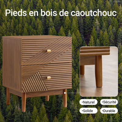 SoBuy FBT170-N Table de Chevet avec 2 Tiroirs, pour Salon et Chambre, Design Fonctionnel, Usage Quotidien, Pratique – L45×P40×H58 cm, Bois d’Hévéa, Marron