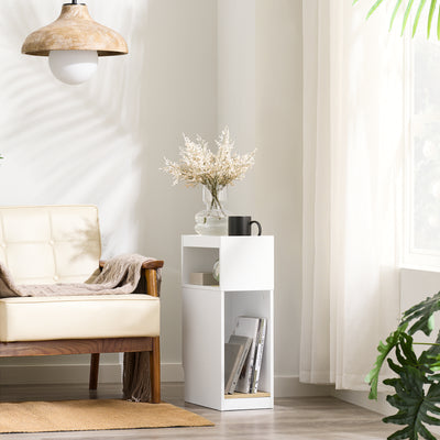 SoBuy FBT171-WN Table de Chevet Étroit, Table de Nuit avec Tiroir et Étagère, Meuble d 'appoint Moderne pour Chambre et Salon, Blanc, 20 x 35 x 60 cm