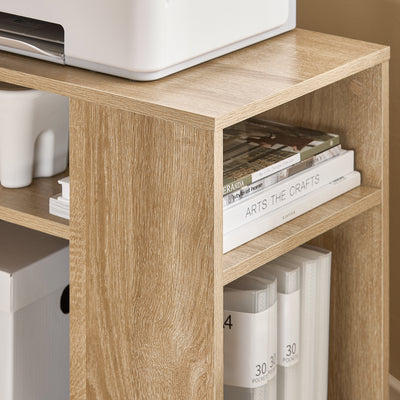 SoBuy FBT34-N Table d’Appoint avec Roulettes et 2 Niveaux, Mobile, Rangement Optimisé, Design Fonctionnel, Usage Quotidien, Pratique – L70×P35×H60 cm, Naturel