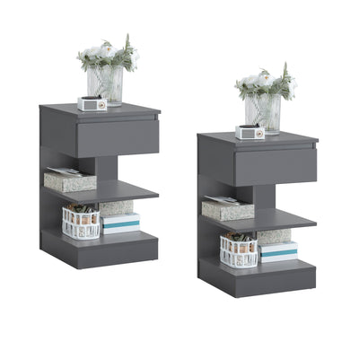 SoBuy FBT49-HGx2 Lot de 2 Table de Chevet - Table de Nuit avec 1 tiroir et 2 étagères, Table d'appoint pour Chambre à Coucher