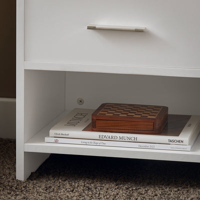 SoBuy FBT66-W Table de Chevet Table de Nuit Bout de Canapé avec 1 Tiroir 1 Niche Blanc