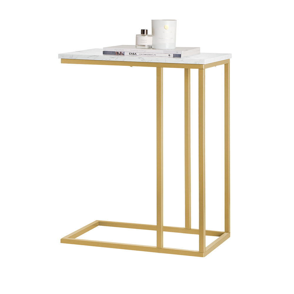 SoBuy FBT87-G Table d’Appoint Moderne Bout de canapé à Café Table de Chevet Effet Marbre