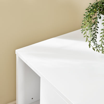 SoBuy FBT95-W Table d’Appoint Bout de Canapé Table de Chevet Table de Nuit avec 3 tiroirs et 2 étagères de rangement