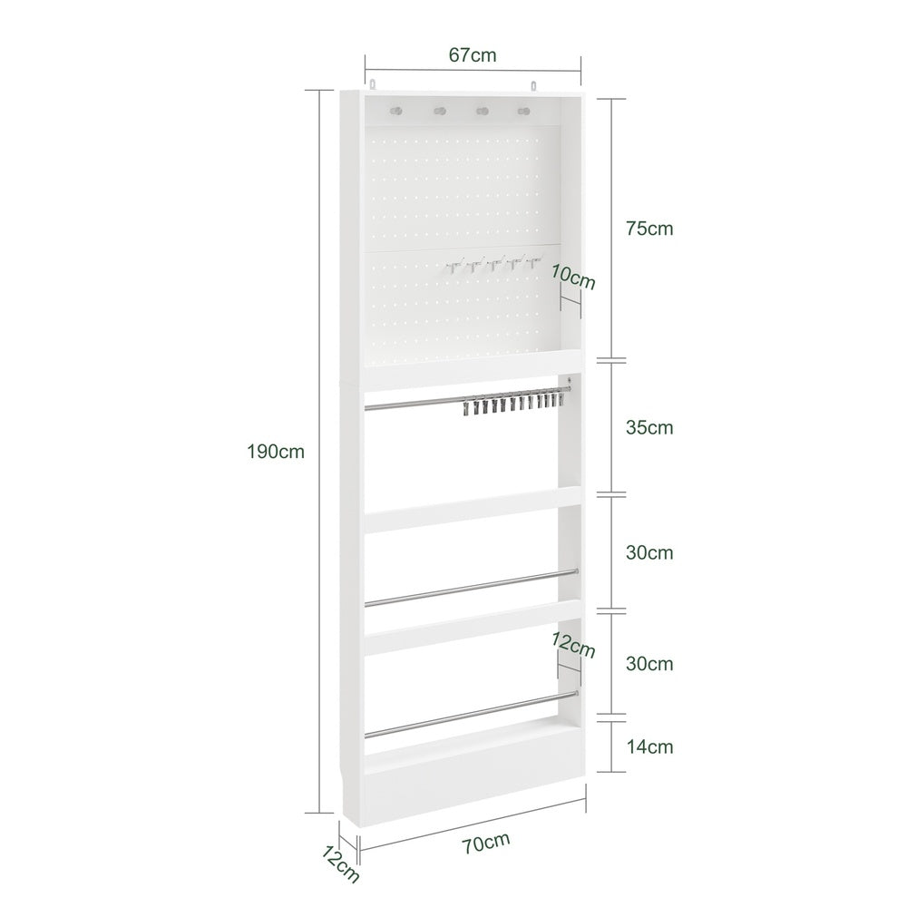 SoBuy FHK39-W Porte-Manteaux Mural Ultra-Fin avec Étagère à Chaussures – Vestiaire Design 12 cm – 70×12×190 cm, Blanc