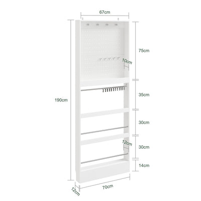 SoBuy FHK39-W Porte-Manteaux Mural Ultra-Fin avec Étagère à Chaussures – Vestiaire Design 12 cm – 70×12×190 cm, Blanc