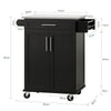 SoBuy FKW110-SCH Desserte de Cuisine à Roulettes – Plan de Travail Inox, Tiroir et Placard, 4 Roulettes dont 2 Freinées, Noir