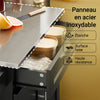 SoBuy FKW110-SCH Desserte de Cuisine à Roulettes – Plan de Travail Inox, Tiroir et Placard, 4 Roulettes dont 2 Freinées, Noir