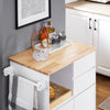 SoBuy FKW123-WN Petit Ìlot de Cuisine à Roulettes – Plan en Bois d'Hévéa, Plateau Extractible, 2 Tiroirs, 72×40×84 cm, Blanc