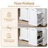 SoBuy FKW128-II-ST Îlot de Cuisine Mobile avec Plan Inox Rabattable – 2 Tiroirs, 130 × 46–71 × 91 cm, Blanc