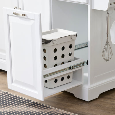 SoBuy FKW128-II-ST Îlot de Cuisine Mobile avec Plan Inox Rabattable – 2 Tiroirs, 130 × 46–71 × 91 cm, Blanc
