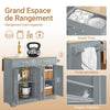 SoBuy FKW129-HG Desserte Cuisine avec Roues Cachées, 2 Tiroirs, Étagères Réglables et Porte-serviette – L115×P68,7×H91 cm, Charge 98 kg, MDF + PB, Gris