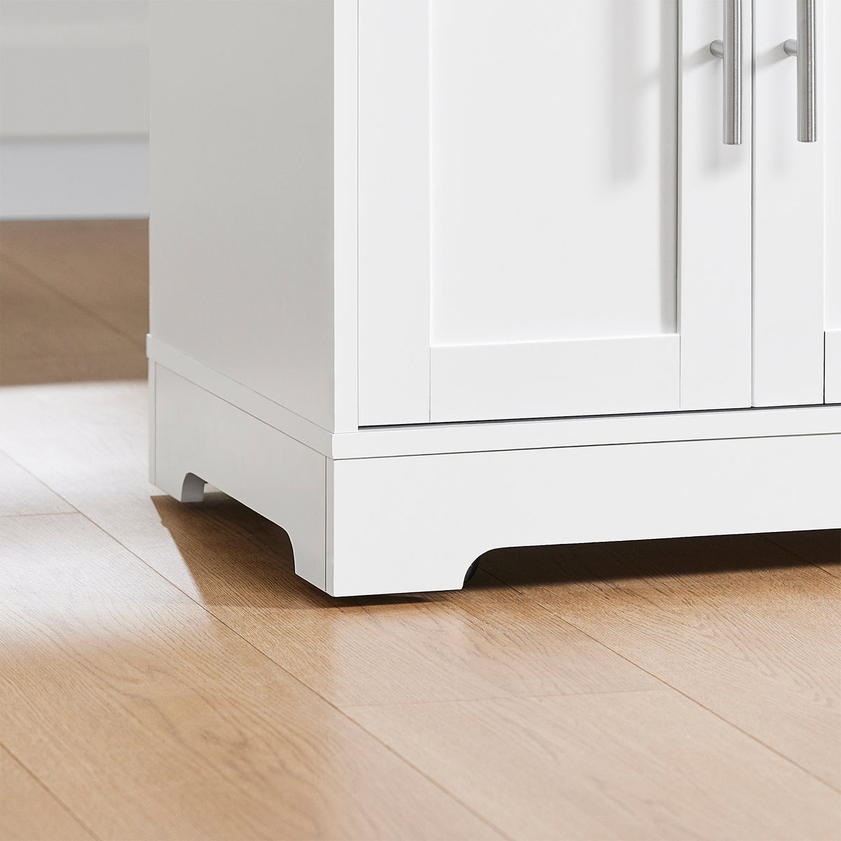 SoBuy FKW129-WN îlot Central de Cuisine sur Roulettes – Plan Extensible 44→69 cm, 2 Tiroirs, 2 Portes, Étagères Réglables – 113×91 cm, Blanc