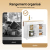 SoBuy FKW129-WN îlot Central de Cuisine sur Roulettes – Plan Extensible 44→69 cm, 2 Tiroirs, 2 Portes, Étagères Réglables – 113×91 cm, Blanc